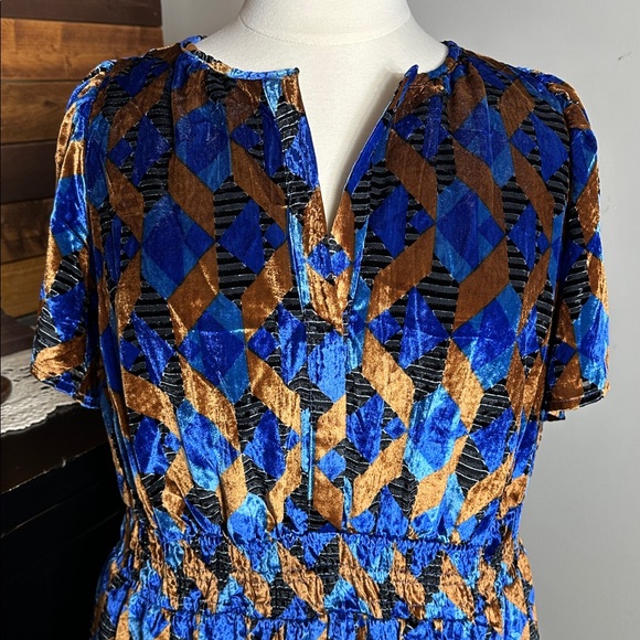 Anthropologie Velvet Geometric Mini Dress - Picture 2 of 8